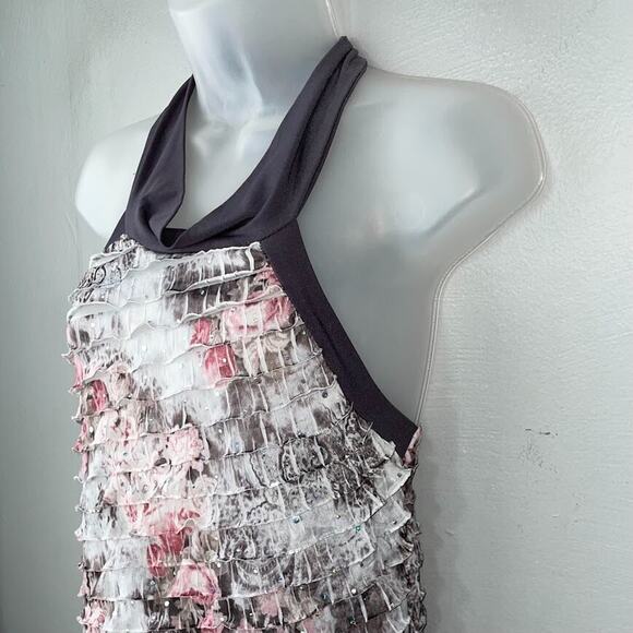 Studio Y Size Large Tiered Ruffle Halter Top Blouson Y2K Fairy Grunge Romantic - Picture 2 of 11